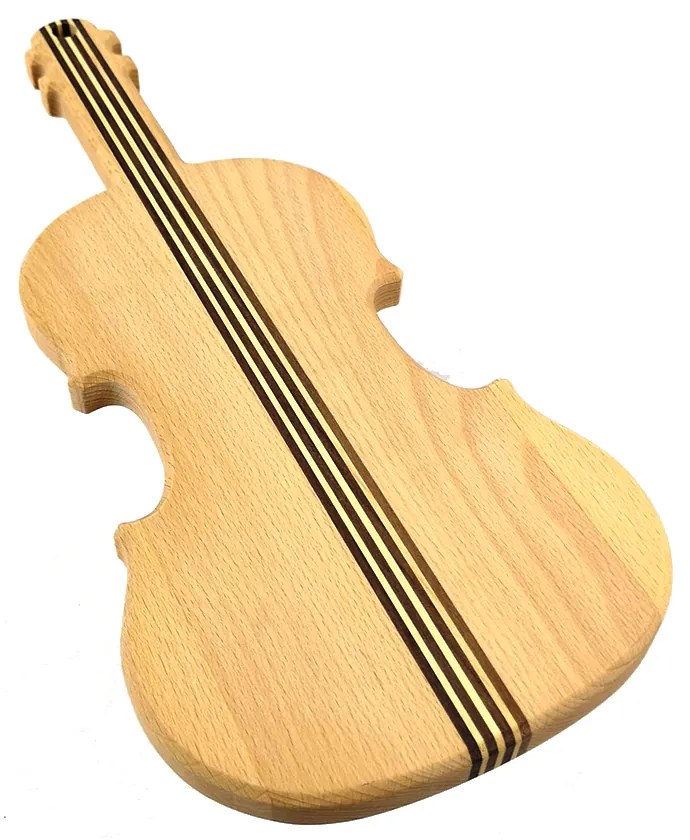 AMADEA Drevená doštička v tvare huslí, masívne drevo, 40x18x2 cm