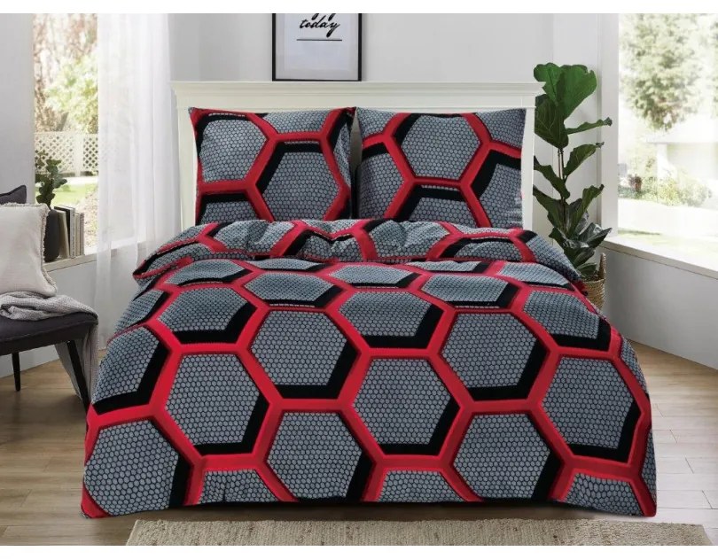 Mikroplyšové posteľné obliečky s geometrickými vzormi Rozmer: 200x220 + 2x 70x80 + plachta