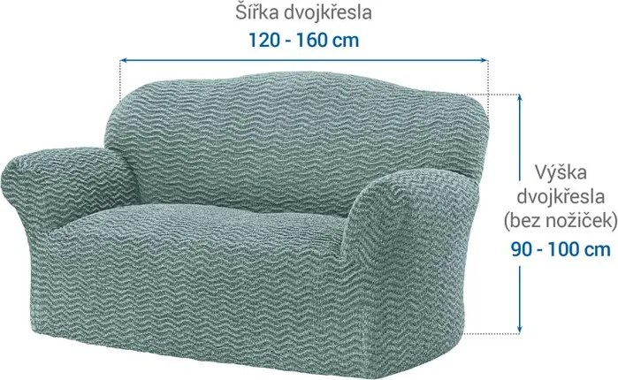 Bielastické poťahy CRISTINA mätová dvojkreslo (š. 120 - 160 cm)