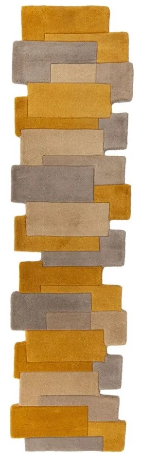 Žlto-béžový vlnený koberec Flair Rugs Collage, 60 x 230 cm