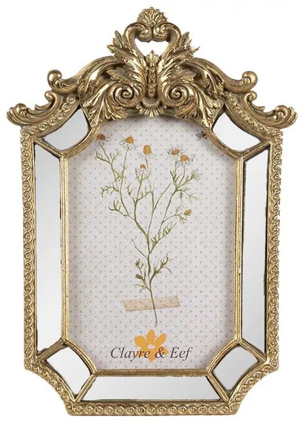 Zlatý antik fotorámik so zrkadlami a ornamentmi - 15*3*22 cm / 10*15 cm