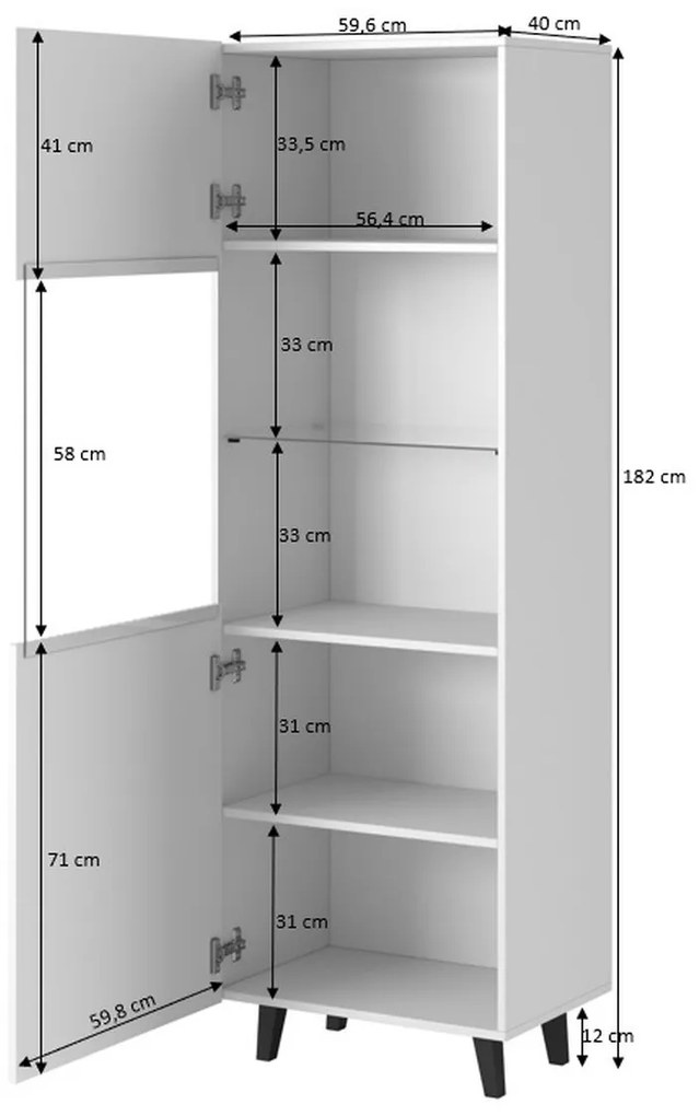 Vitrína Pafos 60 cm bílá