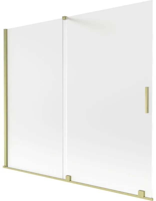 Mexen Velar, 2-krídlová posuvná vaňová zástena 180 x 150 cm, 8mm sklo námraza, zlatá matná, 896-180-000-31-55