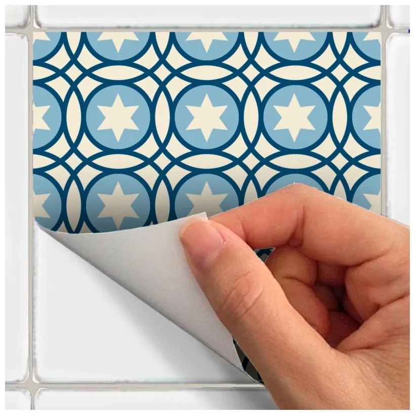 Sada 60 nástenných samolepiek Ambiance Wall Decal Cement Tiles Riana, 10 × 10 cm