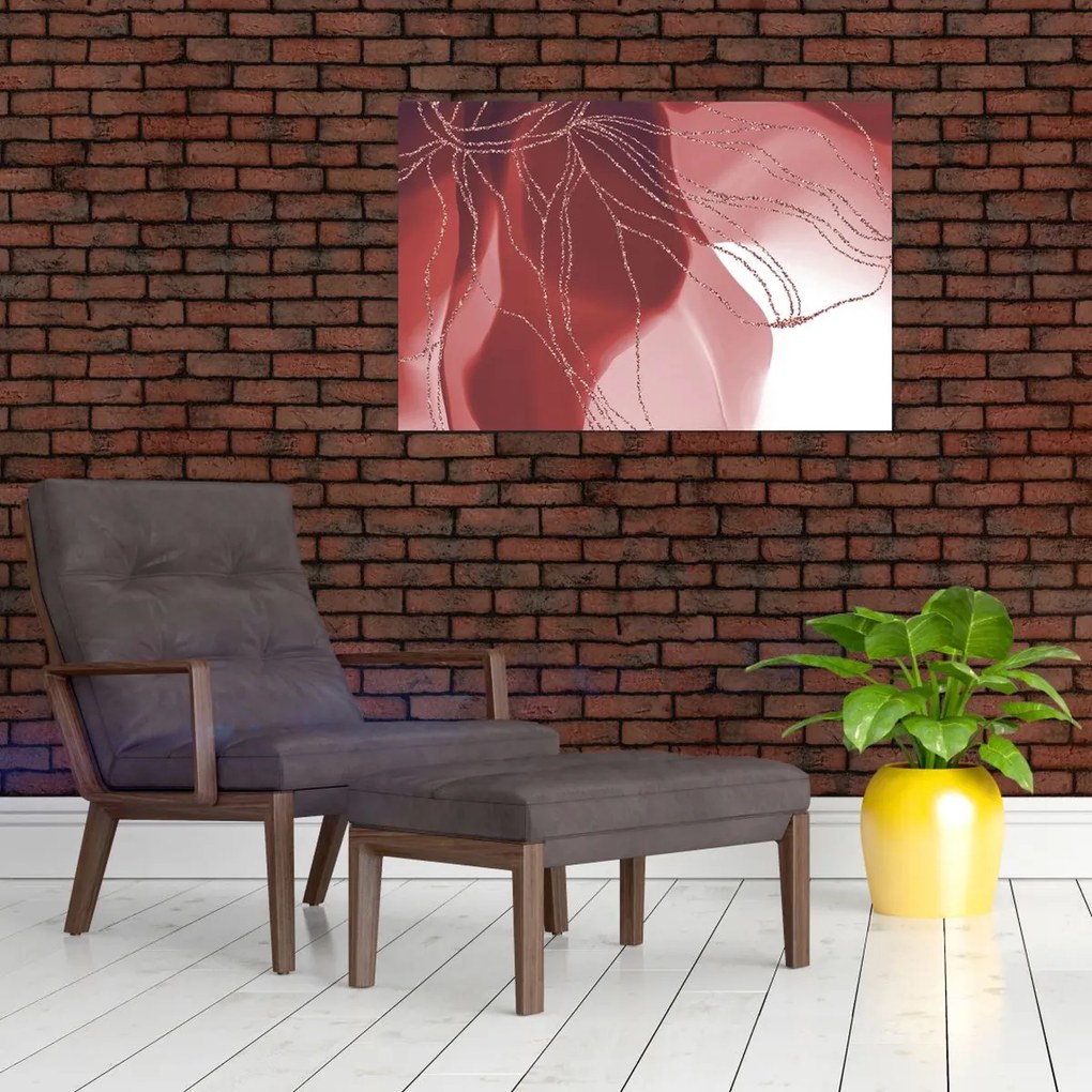 Obraz - Červená abstraktná kvetina N⁰1 (90x60 cm)