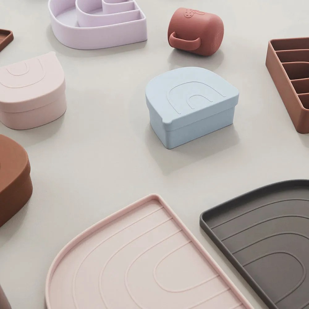 OYOY LIVING Detský tanier a miska Rainbow Plate & Bowl caramel