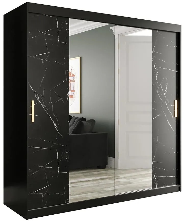Skriňa Marmur T1 200 čierna/mramor čierna