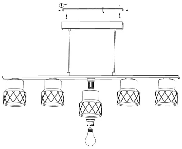 Eglo 39855 - Luster na lanku HILCOTT 5xE27/40W/230V