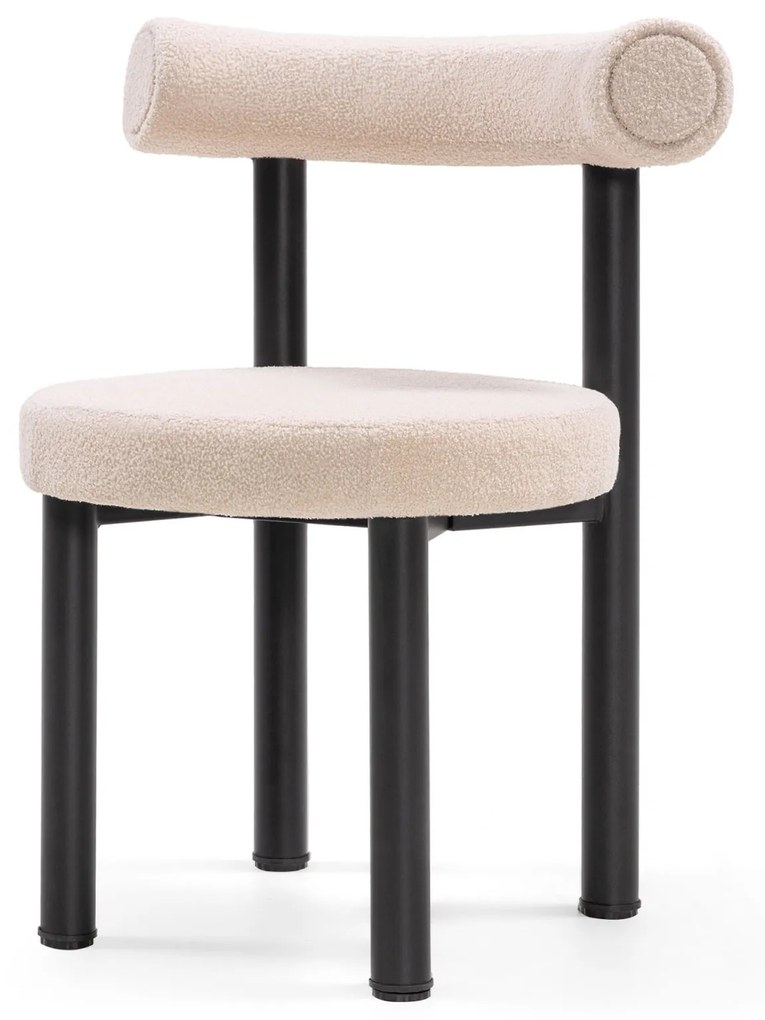 Jídelní židle PEDRO bouclé světle béžová/černá
