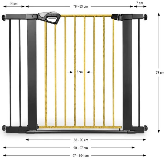 Bezpečnostná zábrana GUARDY 104 s rozšírením, čierna / prírodná