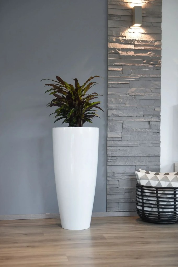 Kvetináč CITY, sklolaminát, výška 80 cm, biely lesk