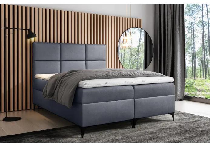 Dizajnová čalúnená posteľ Fiza s úložným priestororm šedá 160 x 200 + topper zdarma