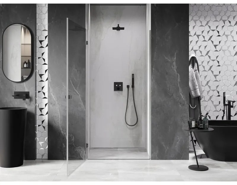 Mexen, Mexen Lunar-B Otočné ľavé sprchové dvere 60 cm, priehľadné, pištoľovo sivá kartáčovaná - 832-060-000-66-00-L