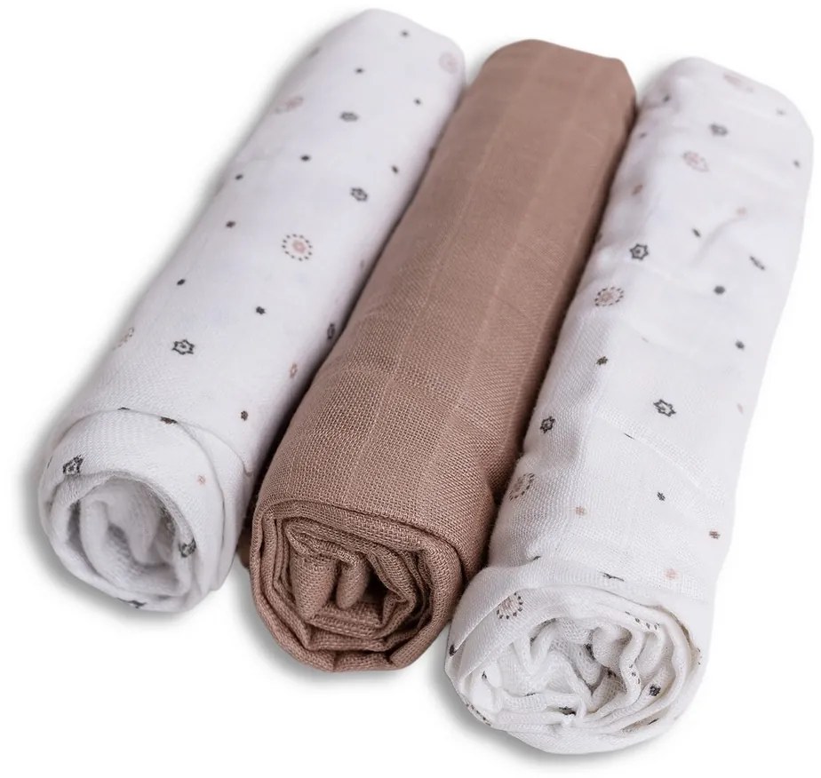 Babymatex Bambusové plienky Hviezdičky, 70 x 70 cm, súprava 3 ks