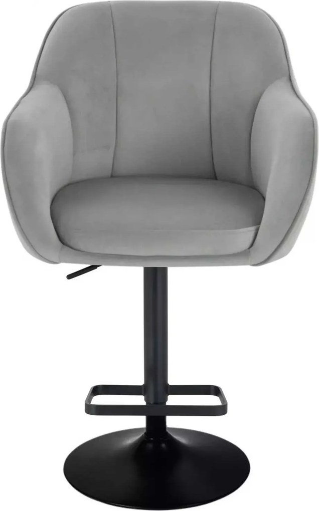 LuxuryForm DESIGN Barová stolička AVOLA VELUR na čiernom tanieri - svetlo šedá