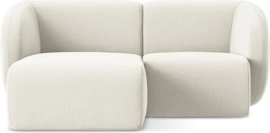 Béžová zamatová rohová pohovka (ľavý roh/s leňoškou) Lani – Makamii