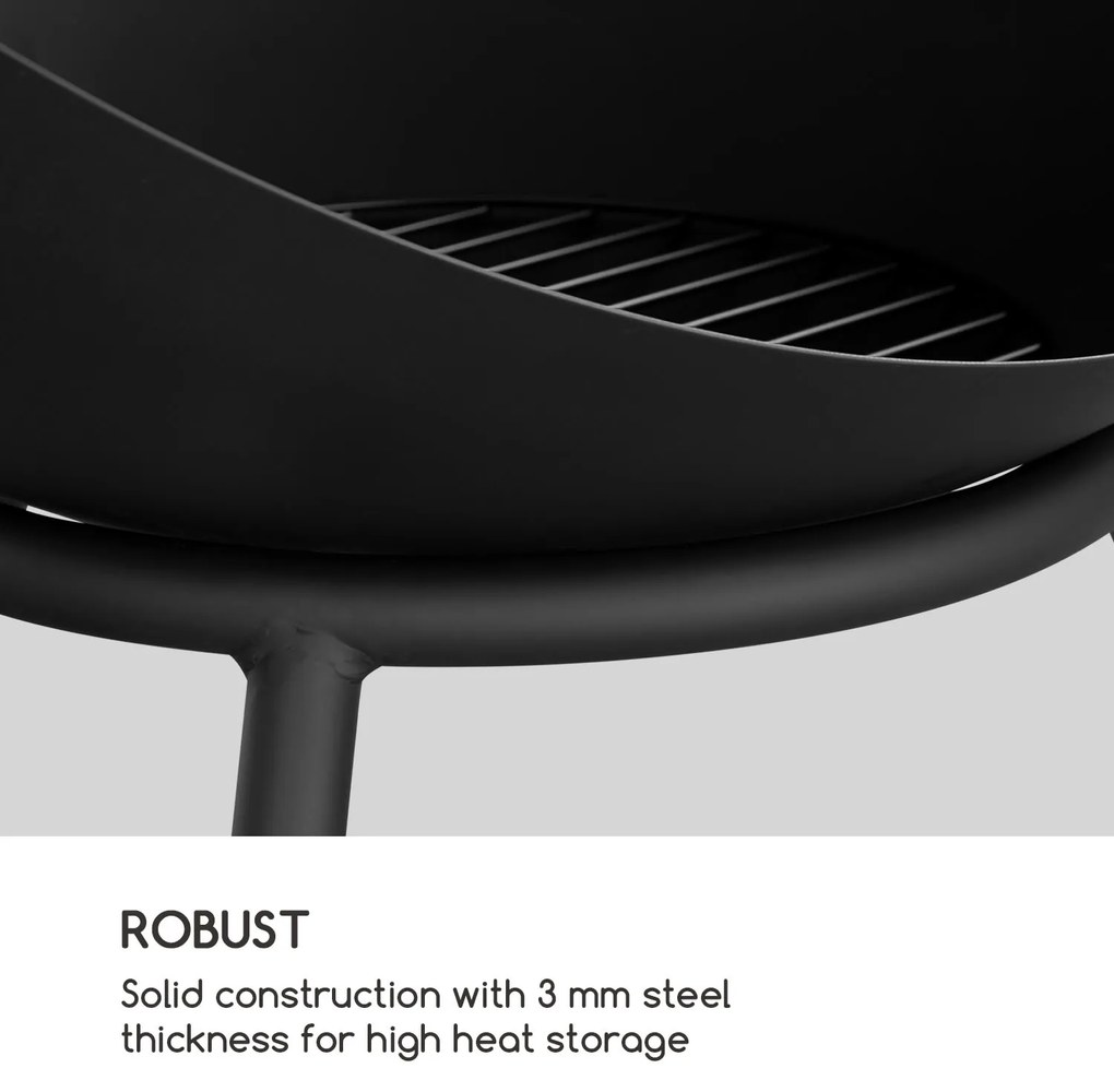 Blumfeldt Fireball, ohnisko, oceľ, sklopné, do záhrady alebo na terasu, Ø 66 cm