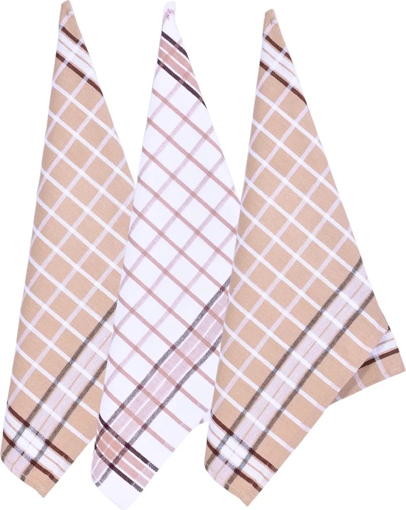 Kuchynské utierky Bistro Beige Mix Dark 50 × 70 cm – 3 ks