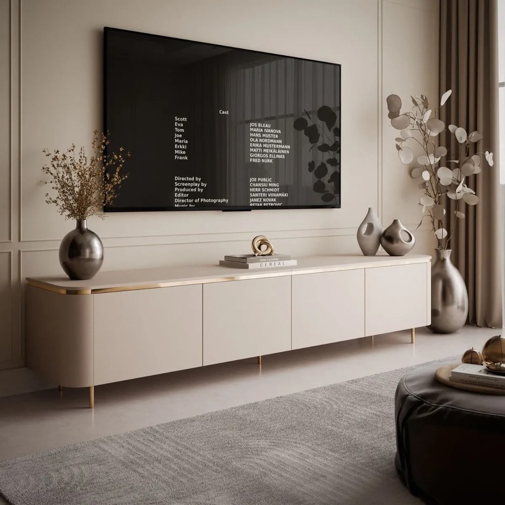 TV STOLÍK JULIEN 2 KAŠMÍR + ZLATÝ LED 200 cm