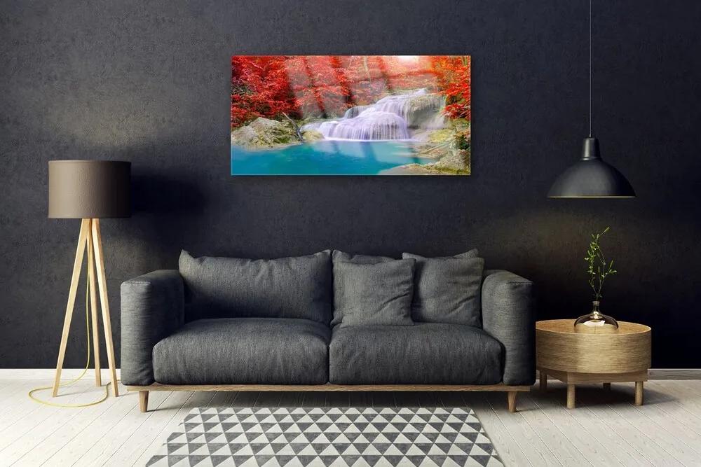 Obraz plexi Jesenné vodopád les 100x50 cm