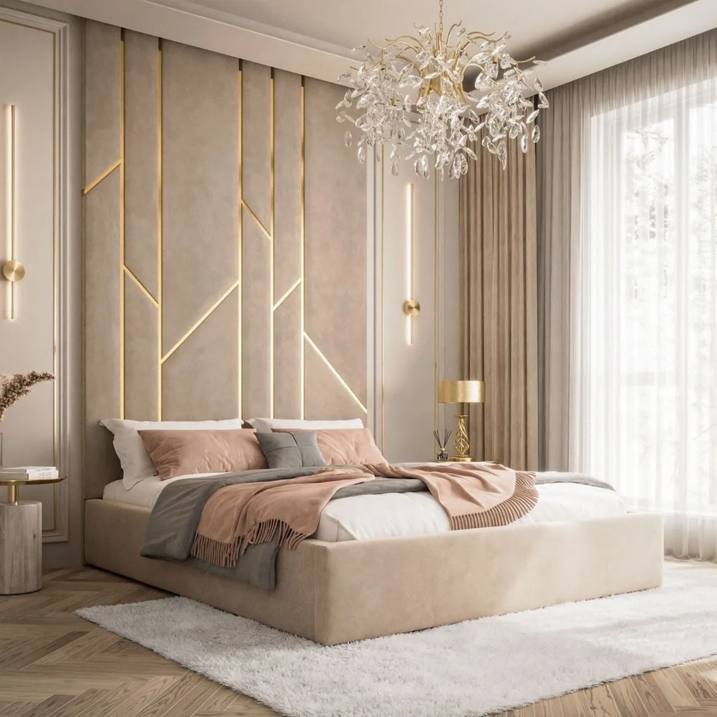 MANŽELSKÁ ČALÚNENÁ POSTEĽ NATHALIE 200x200 PANELOVÉ ČELO JASMINE 22