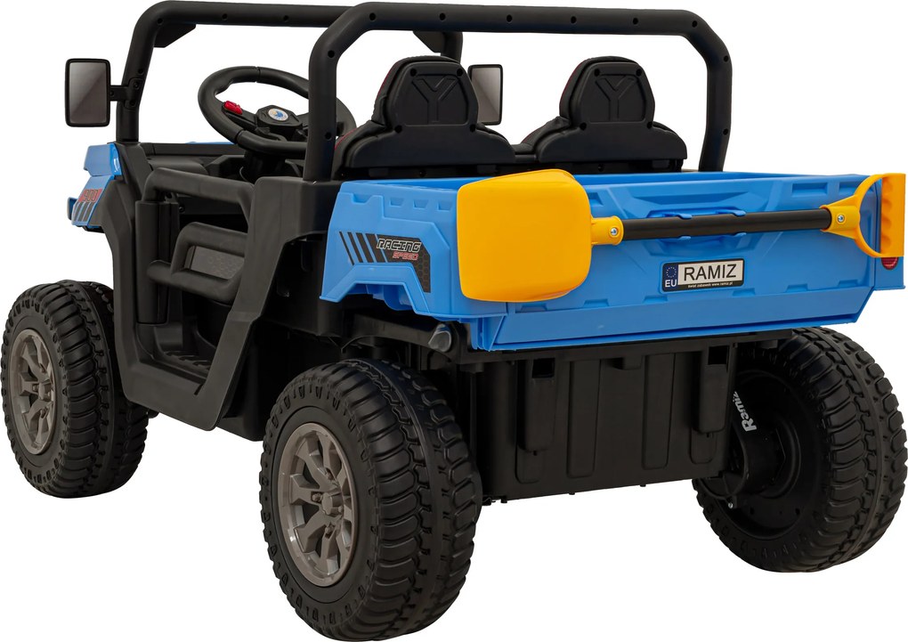 Ramiz Detské autíčko Pick-Up Speed 900 Modrá + pohon 4x4 + pohyblivá lyžica + nosič batožiny + diaľkové ovládanie + lopata + LED audio