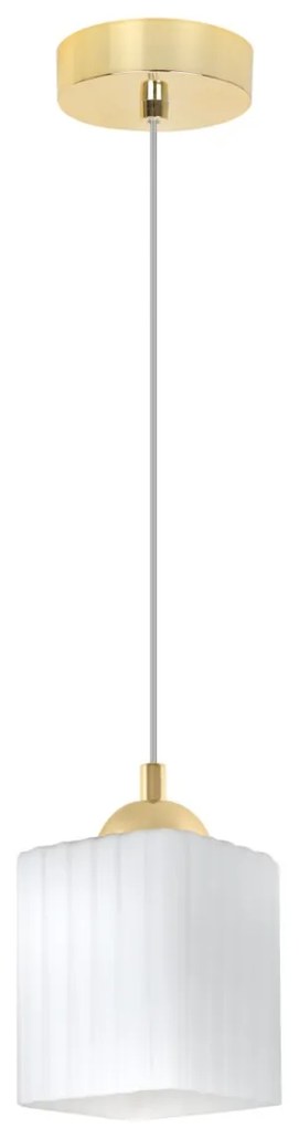 Závesné svietidlo Riffle Square, 1x biele sklenené tienidlo, g