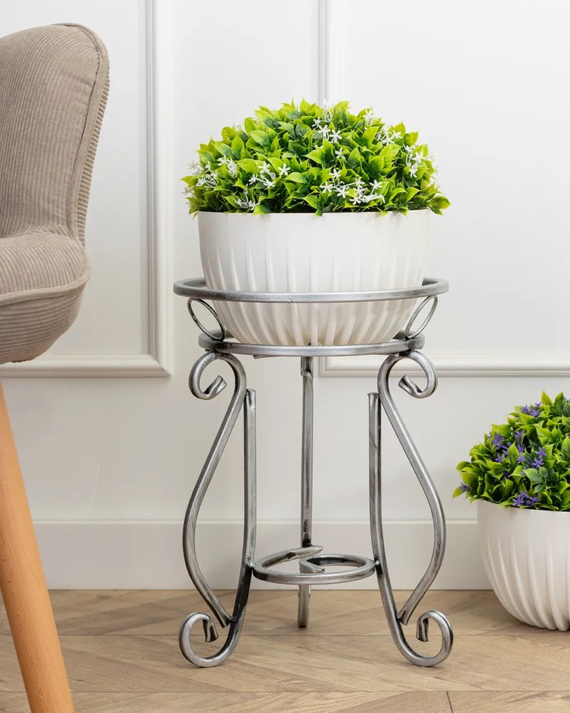 STOJAN NA KVETINÁČ SHANE 37X29 CM STRIEBORNÁ