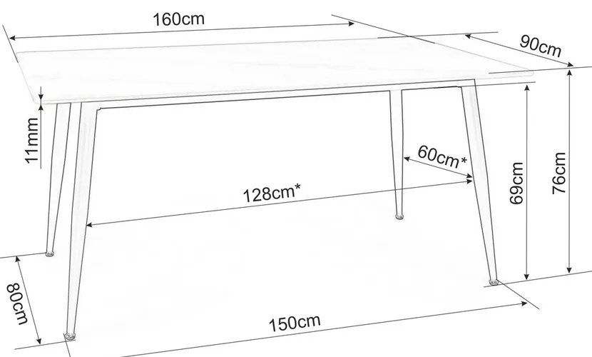 Jedálenský stôl Rion 160 x 90 cm, mramor / čierna