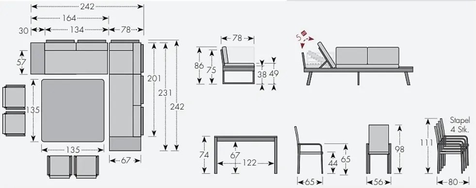 Jedálenská súprava EXPERT PLUS AVERSA KERAMIK antracit, 4+2+1