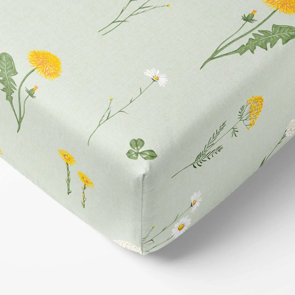 Goldea bavlnená napínacia plachta - zelená lúka 80 x 200 cm