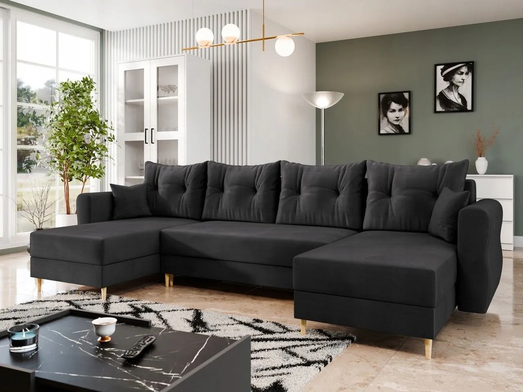 Rohová sedacia súprava U Selva U (čierna)