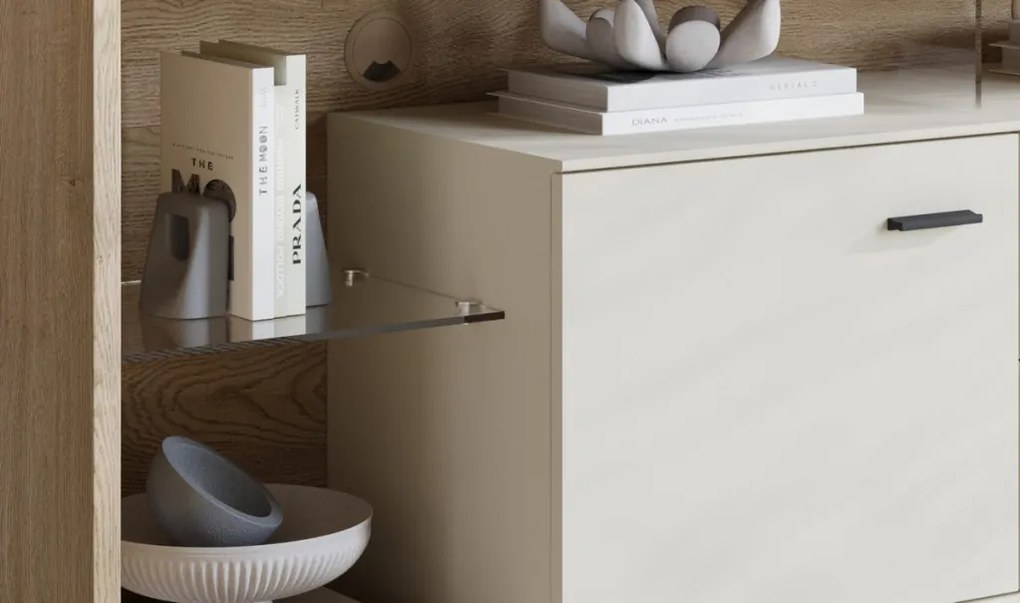 TV stolík Meolo, 191,5 cm, dub cremona/béžový kašmír