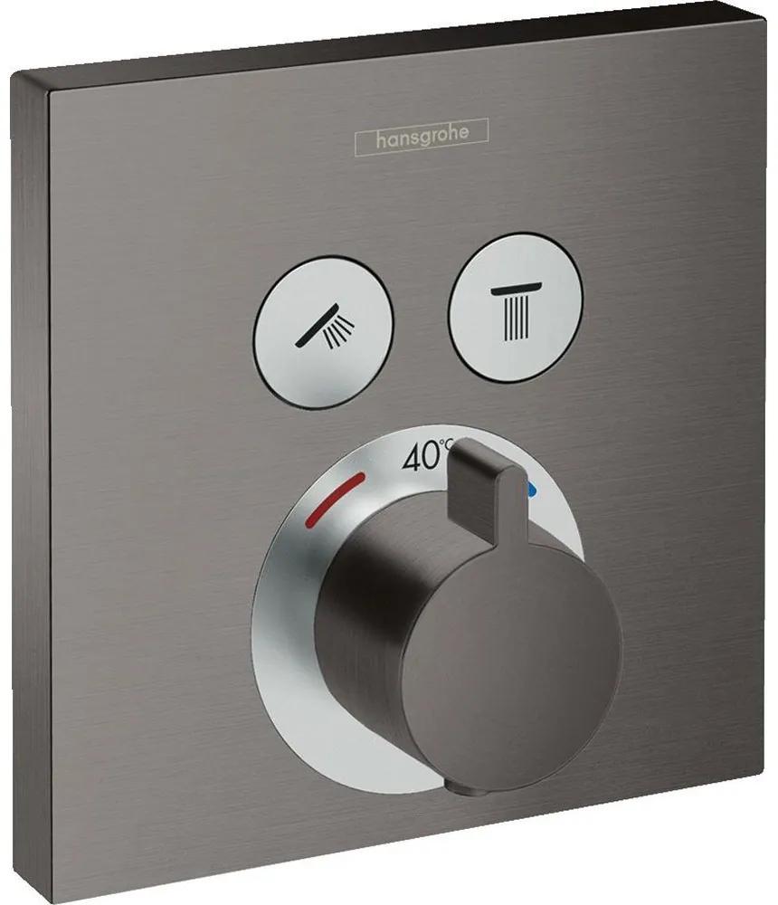 HANSGROHE ShowerSelect termostat pod omietku pre 2 spotrebiče, kartáčovaný čierny chróm, 15763340