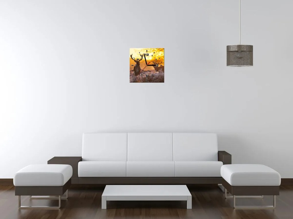 Gario Obraz s hodinami Jelene na lúke Rozmery: 100 x 40 cm