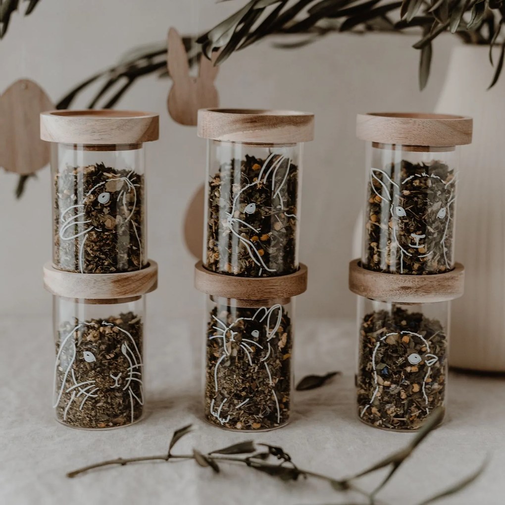 Eulenschnitt Sklenená dóza s vekom Mini Glass/Oak Easter – set 6 ks