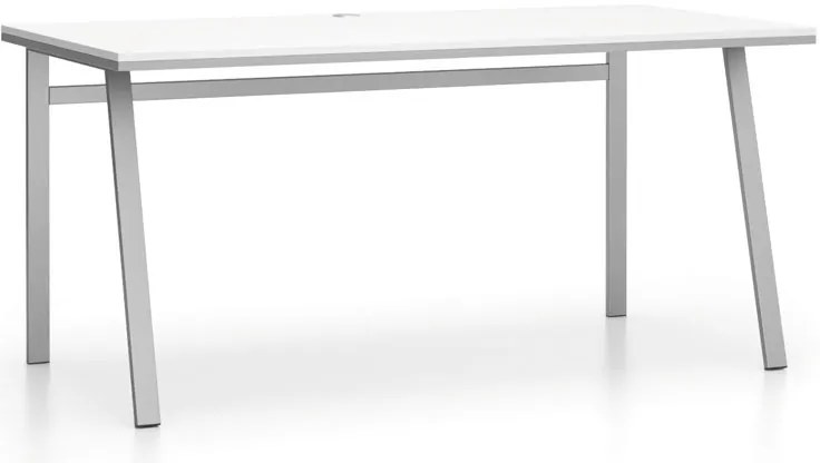 Kancelársky písací stôl SINGLE LAYERS bez prepážok, biela/sivá