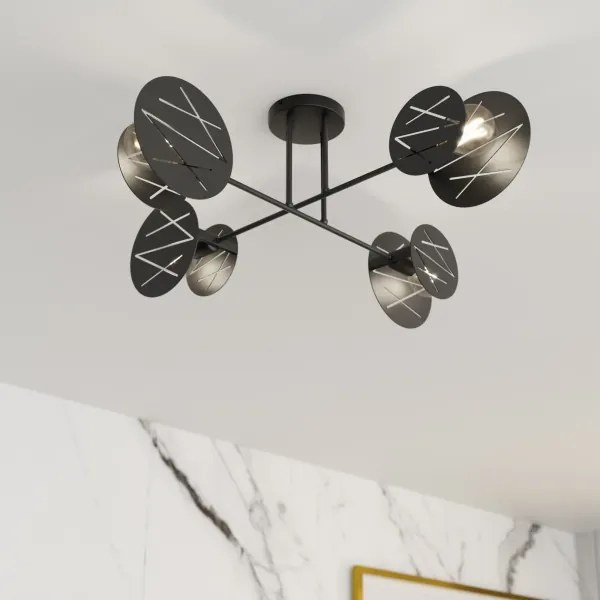 Luster na tyči FRICK 4xE27/15W/230V čierna