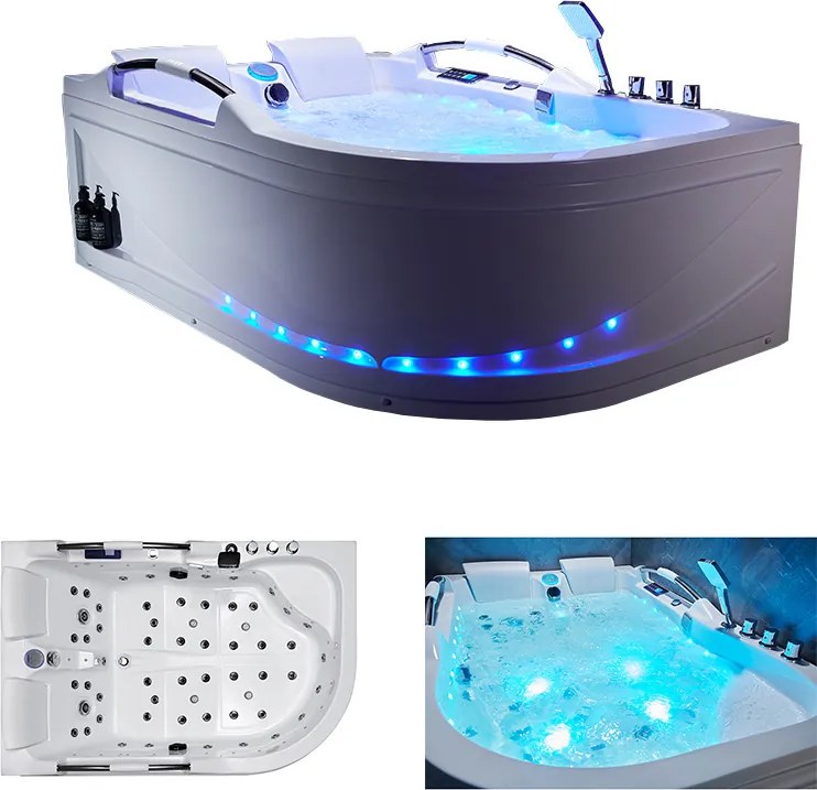 BPS-koupelny Hydromasážna vaňa HYD-NO-VE761L 180x120 ĽAVÁ s ohrevom vody