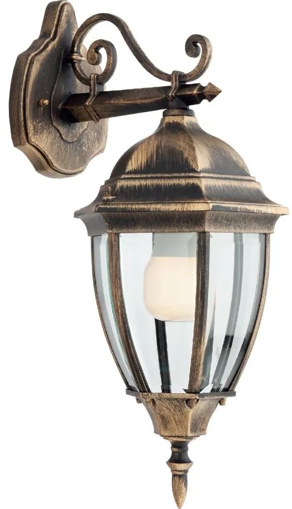 Redo 9605 - Vonkajšia nástenná lampa SEVILLA 1xE27/42W/230V IP44 zlatá/patina