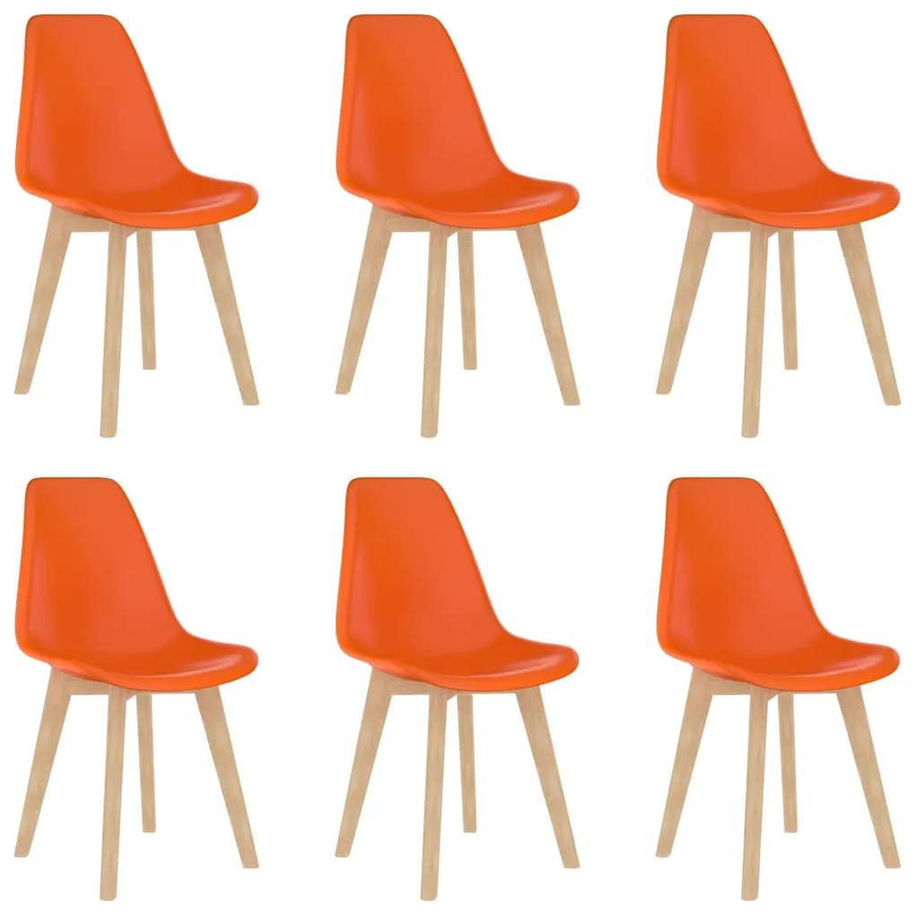 Jedálenské stoličky 6 ks, oranžové, plast