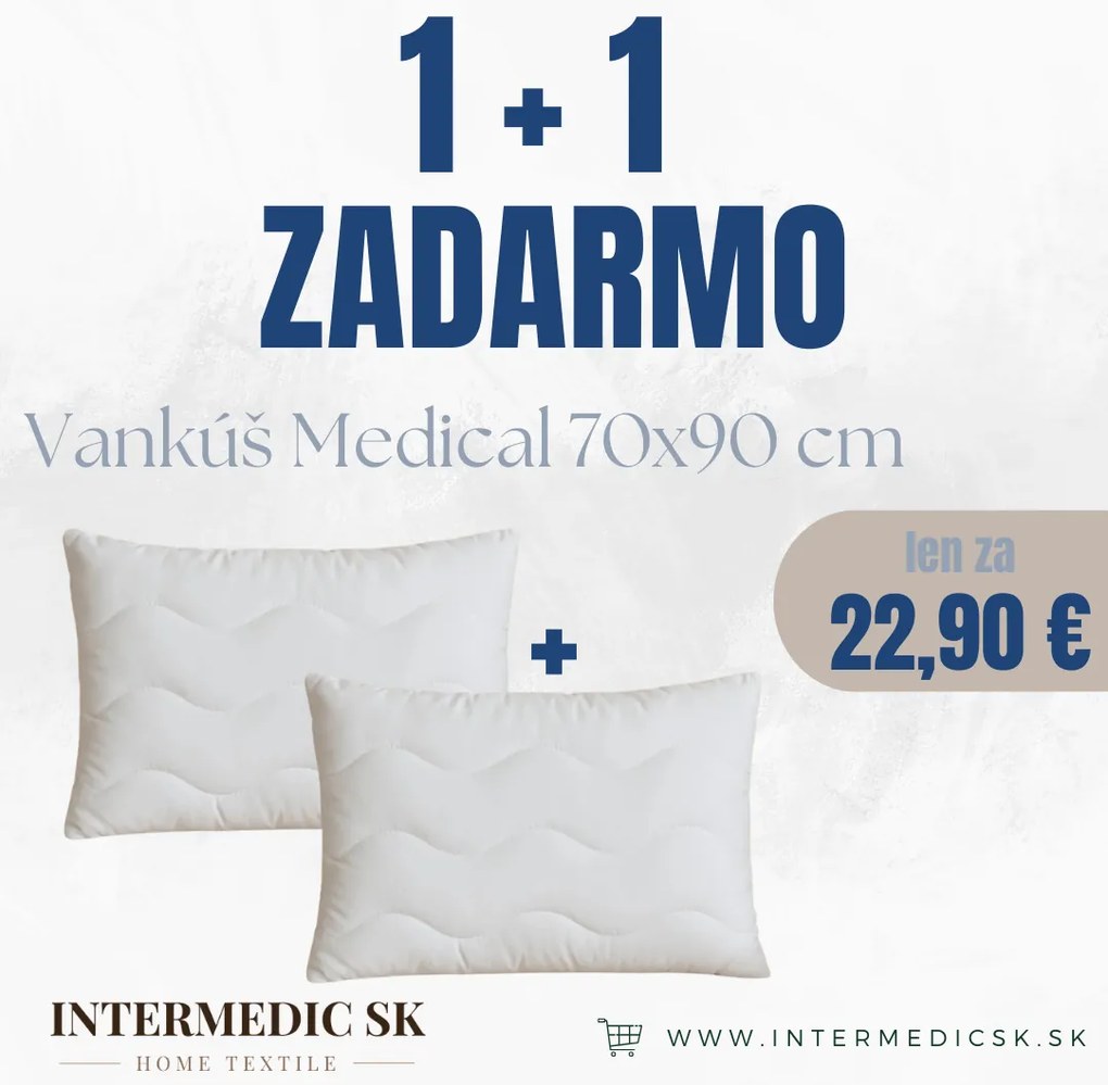 INTERMEDIC SK Vankúš MEDICAL 70x90 – Antialergický, prateľný, 1+1 zadarmo