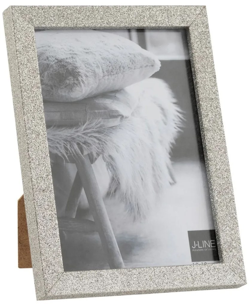 Strieborný dekoratívny fotorámik s flitrami Glitter silver - 15*2*20 cm / 13*18cm