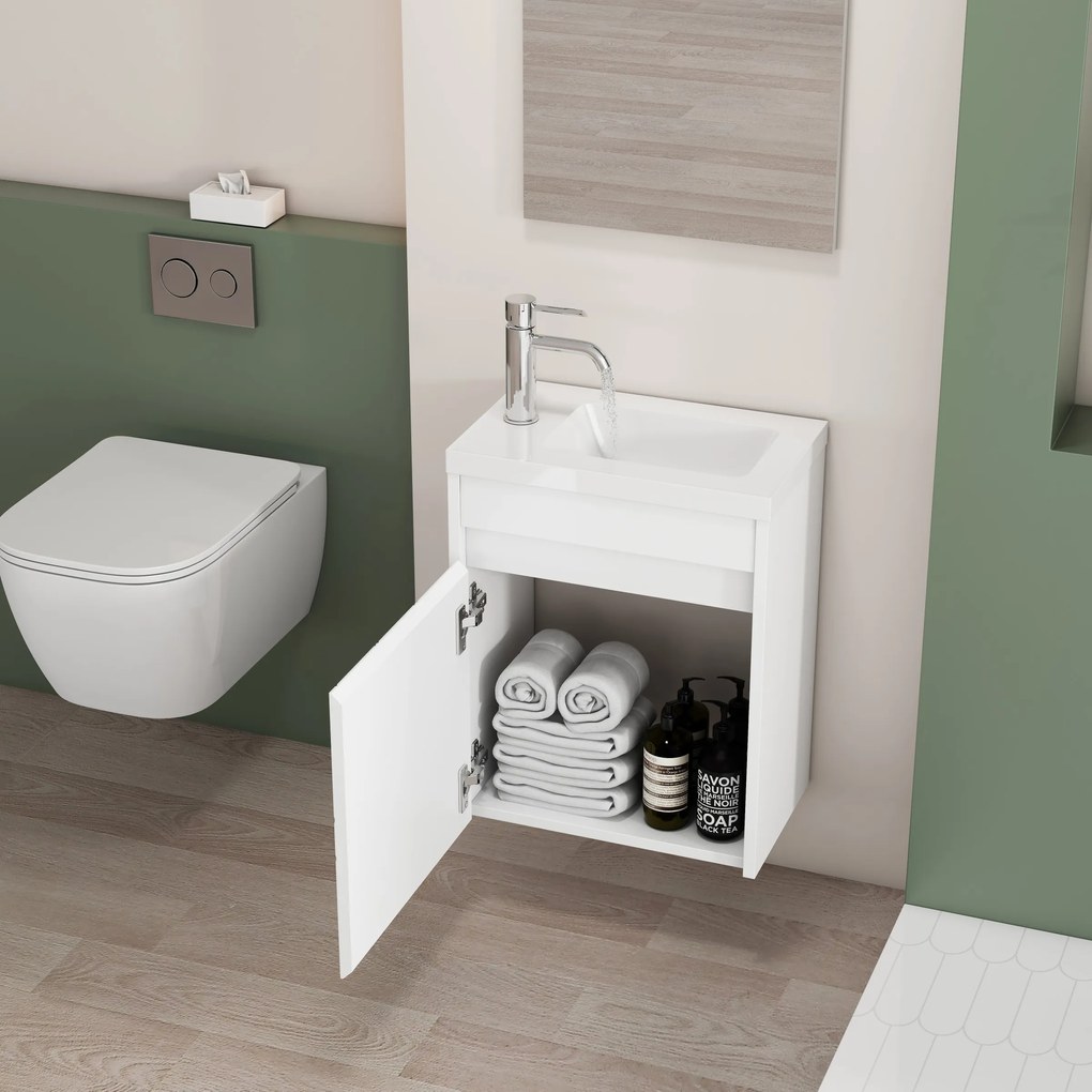 Nástenná skrinka s umývadlom Houseland Mavon 40 cm biela