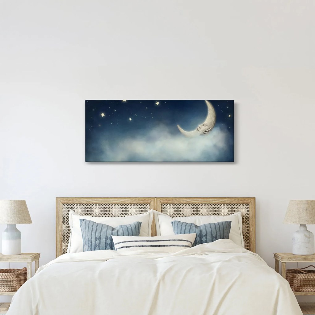 Obraz - Mesiac s hviezdami (120x50 cm)