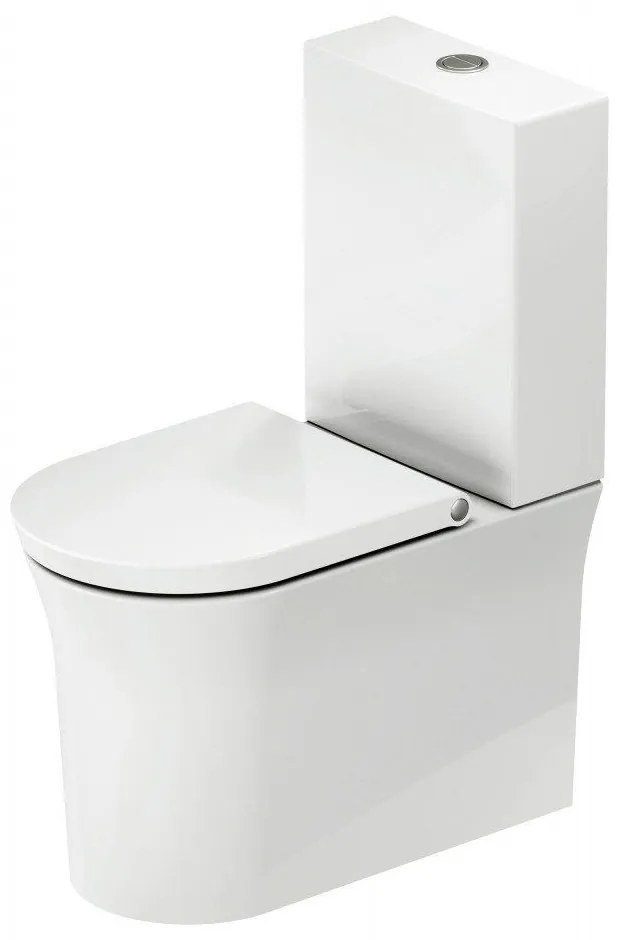 DURAVIT White Tulip WC misa kombi Rimless s hlbokým splachovaním, Vario odpad, 370 x 650 mm, biela, s povrchom WonderGliss, 21970900001