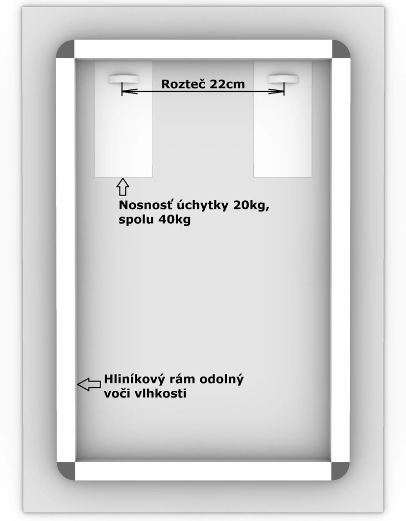 LED zrkadlo Romantico 70x100cm neutrálna biela - diaľkový ovládač Farba diaľkového ovládača: Biela