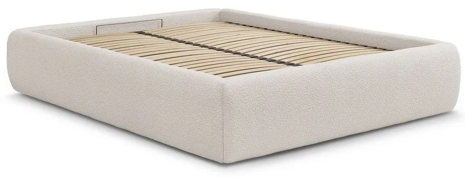 Biela čalúnená dvojlôžková posteľ s úložným priestorom/bez čela s roštom 160x200 cm Inera – Bobochic Paris