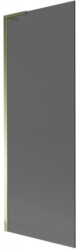 Mexen Next L, 1-krídlová vaňová zástena 70 x 150 cm, 6mm šedé sklo, zlatý lesklý profil, 895-070-000-03-40-50