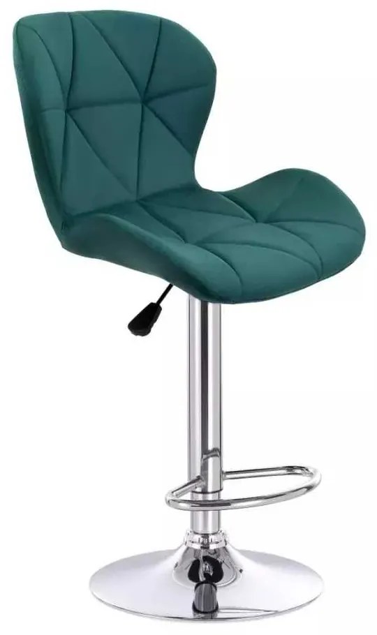 LuxuryForm DESIGN Barová stolička LIVIO VELUR na striebornom tanieri - zelená